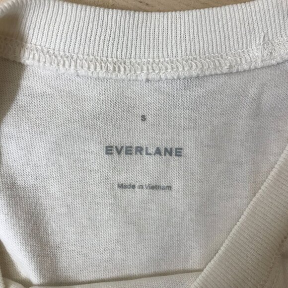 EVERLANE - WOMEN'S SMALL - OFF WHITE LONG SLEEVE CREW NECK ORGANIC COTTON TOP - Picture 7 of 8